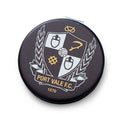 A round black leather compact mirror featuring the Port Vale F.C.