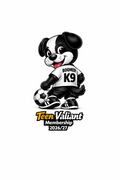 Cartoon dog mascot with 'Boomer K9' on a white background, featuring 'Teen Valiant Membership 2026/27' text.